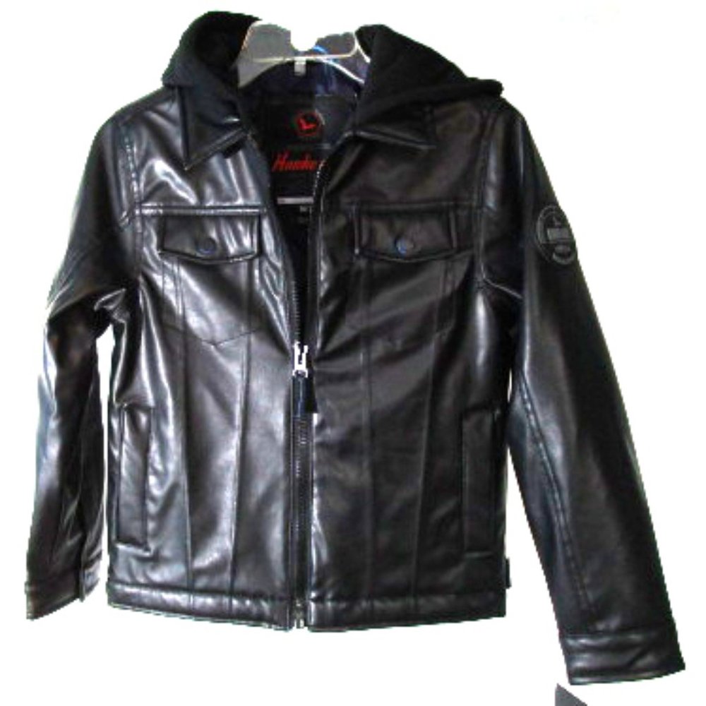 NWT Boy Faux Leather Hoodie Jacket 10/12